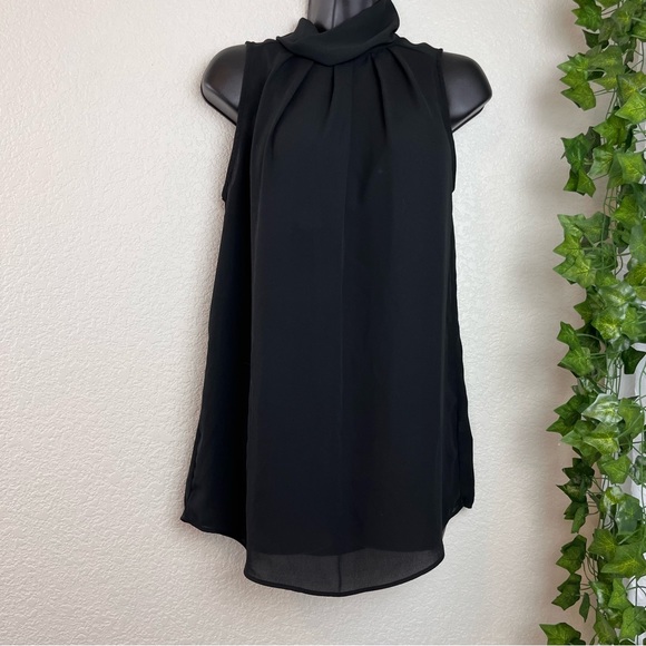 Who What Wear Tops - Dressy sheer black high collar tank top